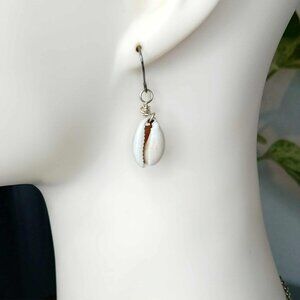 Cowrie Shell Dangle Earrings 1.5"
